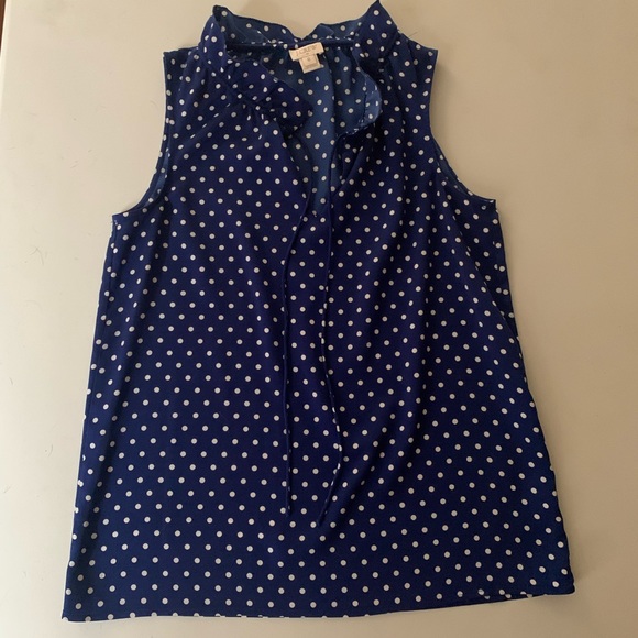 j crew | polka dot sleeveless shirt - Picture 1 of 9